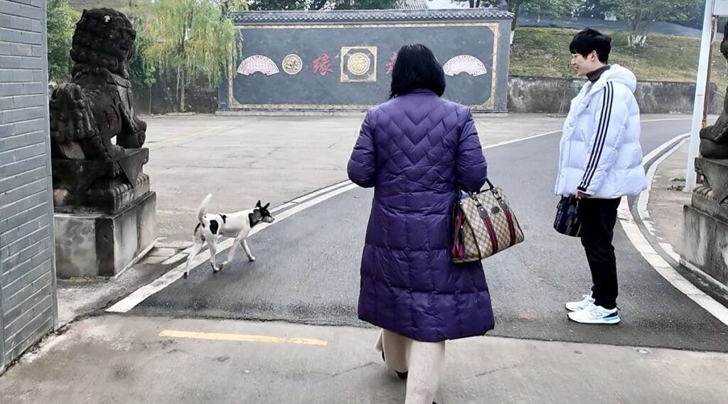 資陽市の東岳山の上にある蓮台寺の犬と義母と夫
